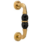 Mestre - Charles Polished Gold Door Pull Handle On Rosettes 9.5 ". One piece - Enhance your home's elegance with our Door Luxury Pull Handle featuring stunning black Swarovski crystals.