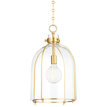 Eldridge 1-Light Pendant Dome Aged Brass