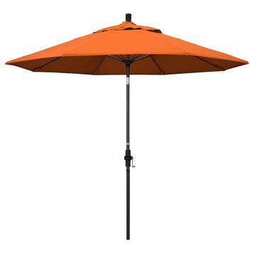 9' Bronze Collar Tilt Lift Fiberglass Rib Aluminum Umbrella, Sunbrella, Tuscan