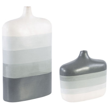 Uttermost Guevara Striped Gray Vases, Set of 2