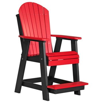 Poly Adirondack Balcony Chair, Red & Black