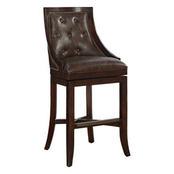 American Heritage Billiards - Valencia 31" Whiskey Bonded Leather Iberian Wood Barstool - Bar Stools And Counter Stools