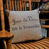 Celebrate/Joie De Vivre French Indoor/Outdoor Tan Message Pillow