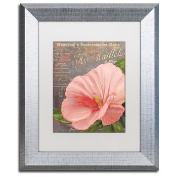 Color Bakery 'Peach Hibiscus' Art, Silver Frame, White Matte, 11"x14"