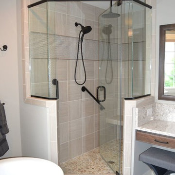 Bathroom Remodel with Cherry Slate Cabinets and Silestone Arctic Countertop