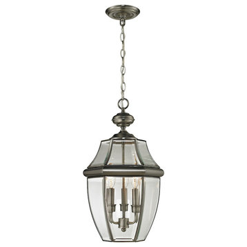 Thomas Lighting Ashford 3-Light Hanging Lantern, Nickel, Large