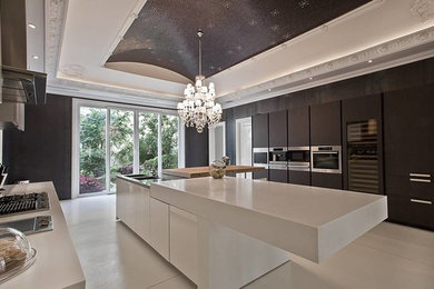 Example of a minimalist kitchen design in New York