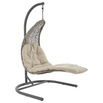 Landscape Hanging Chaise Lounge Outdoor Patio Swing Chair EEI-2952-LGR-BEI