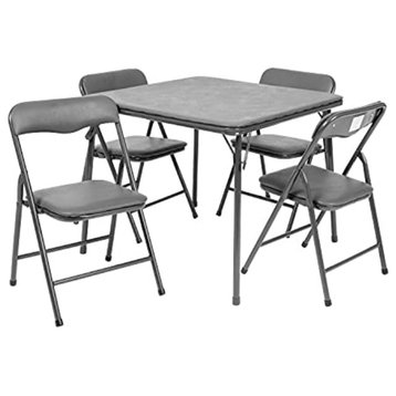 Kids Gray 5 Piece Folding Table and Chair Set