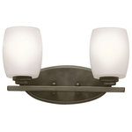 Kichler Lighting - Kichler Lighting 5097OZS Eileen 2-Light Swing Arm Bath Vanity, Bronze - Named after famed furniture designer Eileen Gray,Eileen Two Light Swi Olde Bronze Satin Et *UL Approved: YES Energy Star Qualified: n/a ADA Certified: n/a  *Number of Lights: Lamp: 2-*Wattage:100w A19 bulb(s) *Bulb Included:No *Bulb Type:A19 *Finish Type:Olde Bronze