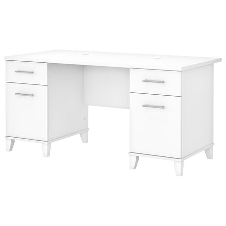 Somerset 60W Office Desk with Drawers, White