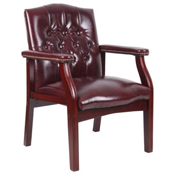 Boss Office Traditional Faux Leather Tufted Guest Chair in Oxblood