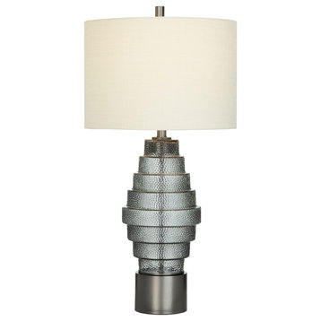 Pinnacle 31" Table Lamp With Drum Shade, Silver