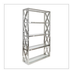 Worlds Away Clifton Stainless Steel Etagere - Bookcases