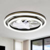 Flush Mount Ceiling Fan  Reversible Dimmable Ceiling Lighting with Remote, Black, 1pcs