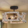 Rustic White Farmhouse Drum Wood Chandelier for Foyer