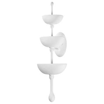 Aura 6 Light Wall Sconce, Gesso White