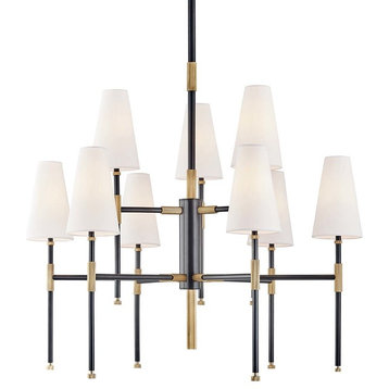 Bowery 9-Light Two-Tier Chandelier, Aged Old Bronze
