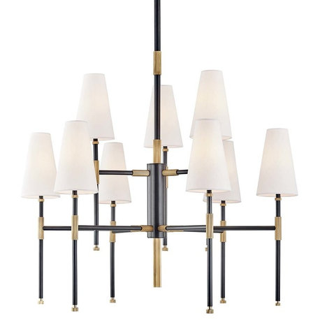 Bowery 9-Light Two-Tier Chandelier, Aged Old Bronze