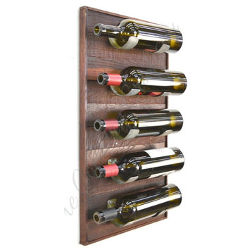Wall Mounted Wine Barrel Wood Rack - Tapachi -  5 Bottle Wine Rack