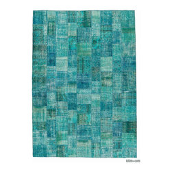 Over-dyed Turkish Patchwork Rug - Area Rugs