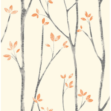 Ingrid Orange Scandi Tree Wallpaper, Bolt