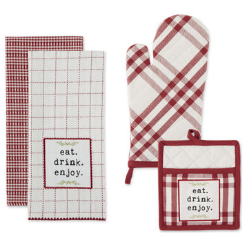 Barn Red Home Sweet Farmhouse Kitchen (Set of 4)