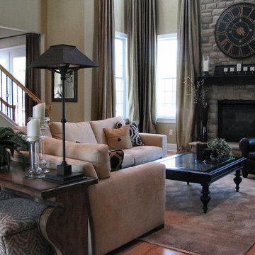 Contemporary living room mixing textures,patterns to achieve a comfortable space