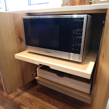 Hidden Microwave on Pullout Shelf with Rollout Below