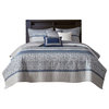Madison Park Rhapsody 6 Piece Reversible Jacquard Quilt Set With Throw Pillows