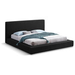 Meridian Furniture - Terra Boucle Fabric Upholstered Bed, Black, Queen - Go for an impressive new look in the bedroom with this Terra boucle fabric bed. This low-profile bed features a slightly high headboard along with thick side rails and footboard-all upholstered in rich black boucle fabric for a luxe look you'll fall in love with. This contemporary bed is bound to cause a stir in the master suite or other bedroom where it instantly becomes the star of the show when paired with the furnishings of your choice.