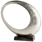 Cyan Lighting - Cyan Lighting Clearly Through - 14.75" Small Sculpture, Raw Nickel Finish - Evoking a crescent moon, this abstract circle sculpture features an open center and a wonderful raw nickel finish. Crafted in aluminum, the small sculpture sits on a block base with a dark finish that allows the piece to speak for itself.Clearly Through 14.75" Small Sculpture Raw Nickel *UL Approved: YES *Energy Star Qualified: n/a  *ADA Certified: n/a  *Number of Lights:   *Bulb Included:No *Bulb Type:No *Finish Type:Raw Nickel