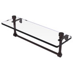 Allied Brass - Foxtrot 16" Glass Vanity Shelf with Towel Bar, Antique Bronze - Add space and organization to your bathroom with this simple, contemporary style glass shelf. Featuring tempered, beveled-edged glass and solid brass hardware this shelf is crafted for durability, strength and style. One of the many coordinating accessories in the Allied Brass Foxtrot Collection, this subtle glass shelf is the perfect complement to your bathroom decor.