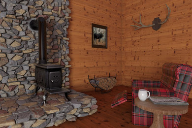 Inspiration for a rustic family room remodel in Other