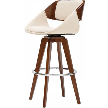 Cyprus Fabric Bar Stool - Santorini Sand, Walnut