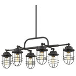 Golden Lighting - Golden Lighting 9808-LP BLK Seaport - 6 Light Linear Pendant - Nautical-inspired, Seaport is a collection of induSeaport Six Light Li Black Black Metal Ca *UL Approved: YES Energy Star Qualified: n/a ADA Certified: n/a  *Number of Lights: Lamp: 6-*Wattage:60w Medium Base bulb(s) *Bulb Included:No *Bulb Type:Medium Base *Finish Type:Black