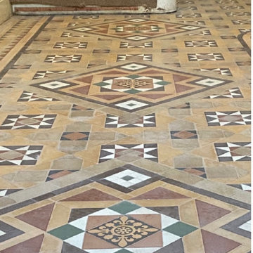 Old Minton Tiled Victorian Hallway Floor Repaired and Renovated in Wigan