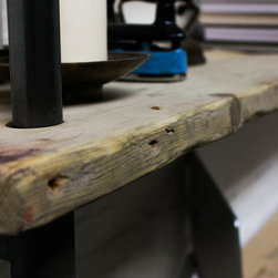 Pourreza Reclaimed Scaffolding & Pipe Industrial Desk with Cupboards & Shelves - Desks & Writing Bureaus