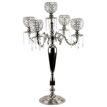 5 Arm Crystal Candelabra/Candle Holder, Small