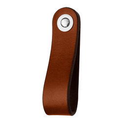 Walnut Studiolo - Leather Drawer Pull, The Hawthorne, Honey, Wide, Nickel - Cabinet And Drawer Handle Pulls