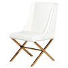 Modrest Alexia Modern Rosegold Dining Chair, White Leatherette