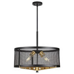 Forte - Forte 7119-04-62 Takoma, 4 Light Drum Pendant - The Takoma pendant with it's black mesh frame andTakoma 4 Light Drum  Black/Soft Gold Meta *UL Approved: YES Energy Star Qualified: n/a ADA Certified: n/a  *Number of Lights: 4-*Wattage:75w Medium Base bulb(s) *Bulb Included:No *Bulb Type:Medium Base *Finish Type:Black/Soft Gold