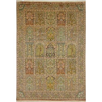 Oriental Rug Kashmir Silk 9'0"x6'3" Hand Knotted Carpet