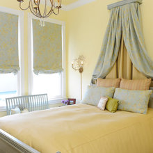 windows behind beds