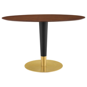 Zinque 48" Oval Dining Table, Gold Walnut