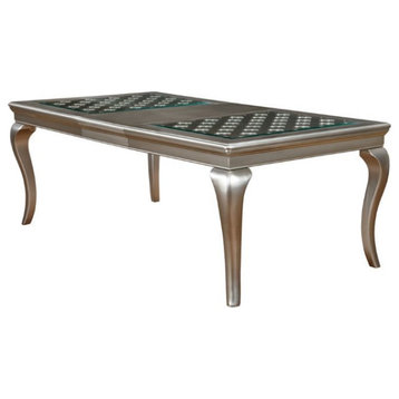 Bowery Hill Solid Wood Extendable Dining Table in Silver