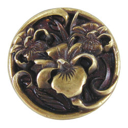 Inviting Home Inc. - River-Iris Knob, Antique-Style Brass - Cabinet And Drawer Knobs