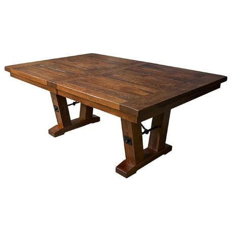 Holbrooke Extendable Rustic Cherry Dining Table, 48x72, 2 Middle Leaves