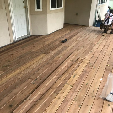 Brown Pressure treated decking surface with border