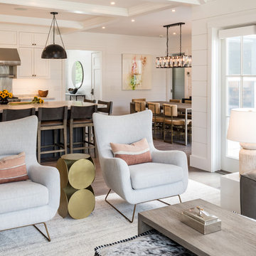 Open layout for living, dining, kitchen